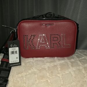 Karl Lagerfeld Red Crossbody Bag with Studded KARL Logo